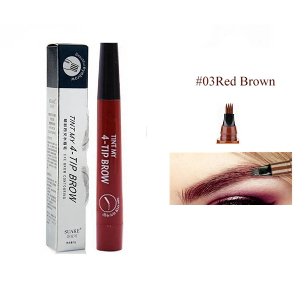 4D Microblading Eyebrow Pen – Long-Lasting Liquid Pencil with 4-Fork Tip for Fine Hair-Like Strokes
