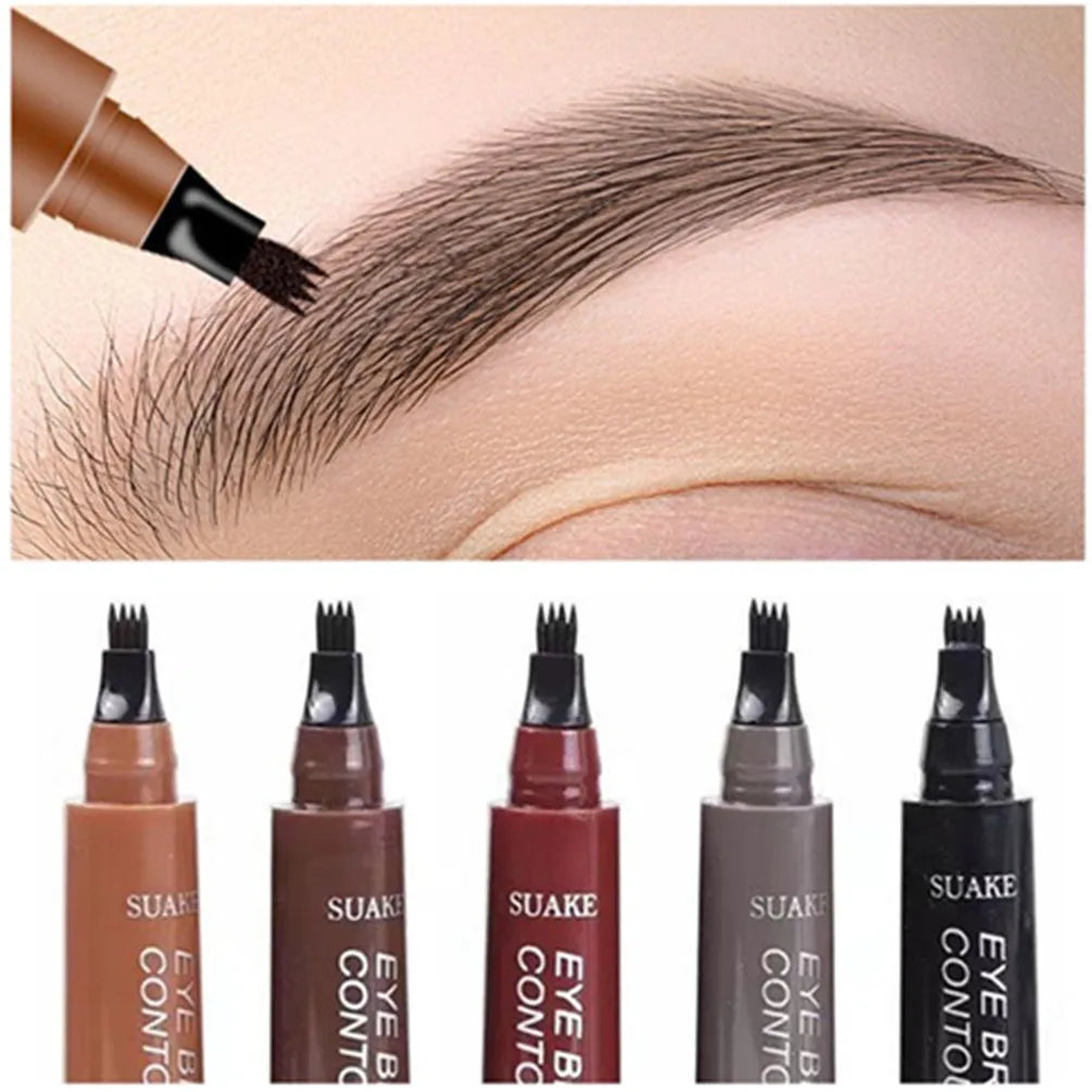 4D Microblading Eyebrow Pen – Long-Lasting Liquid Pencil with 4-Fork Tip for Fine Hair-Like Strokes