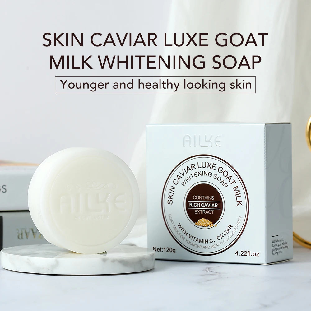 AILKE Whitening Goat Milk Bath Soap with Vitamin C & Caviar