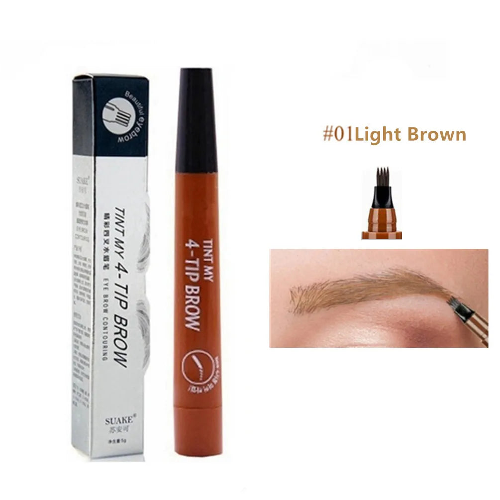 4D Microblading Eyebrow Pen – Long-Lasting Liquid Pencil with 4-Fork Tip for Fine Hair-Like Strokes