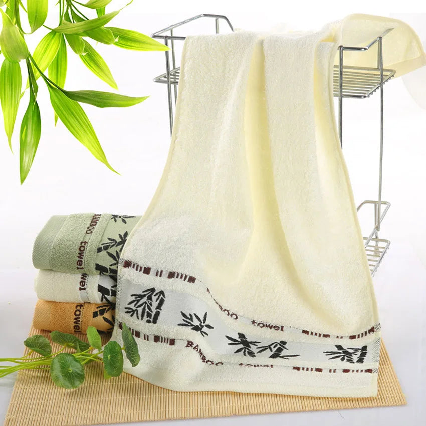 Bamboo Leaves Towel Set – Soft Bath, Face, Hand & Hair Towels for Home, Spa & Hotel Use