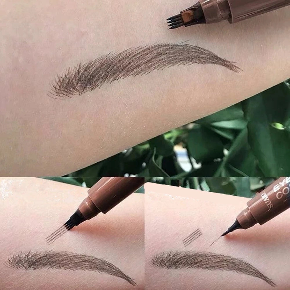 4D Microblading Eyebrow Pen – Long-Lasting Liquid Pencil with 4-Fork Tip for Fine Hair-Like Strokes