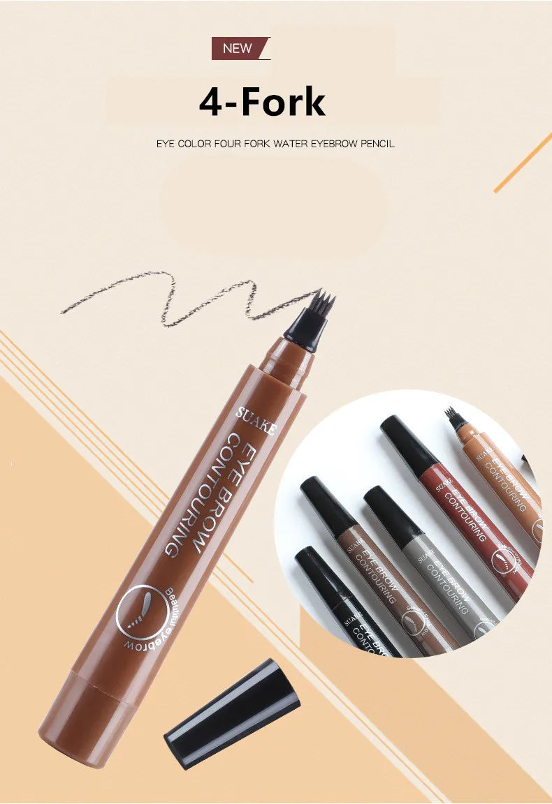 4D Microblading Eyebrow Pen – Long-Lasting Liquid Pencil with 4-Fork Tip for Fine Hair-Like Strokes