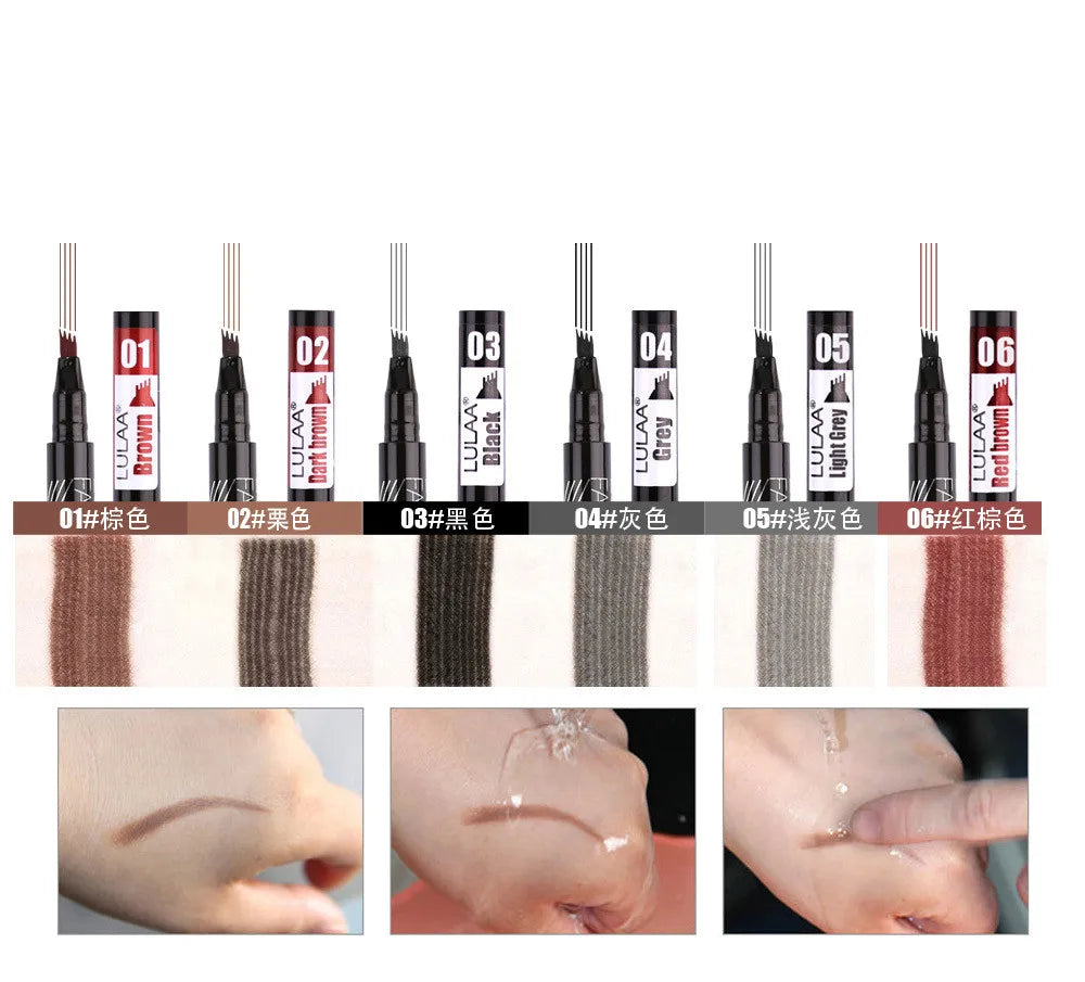 4D Microblading Eyebrow Pen – Long-Lasting Liquid Pencil with 4-Fork Tip for Fine Hair-Like Strokes