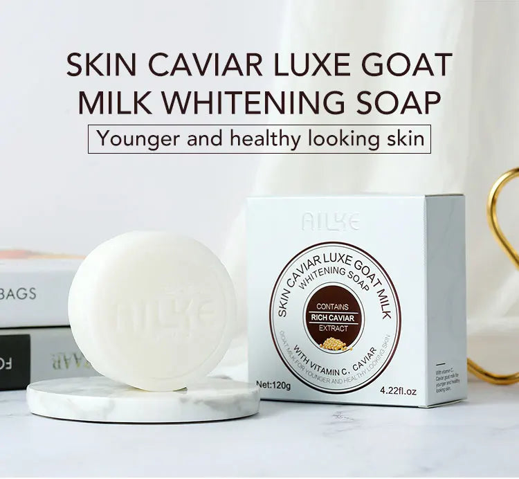 AILKE Whitening Goat Milk Bath Soap with Vitamin C & Caviar