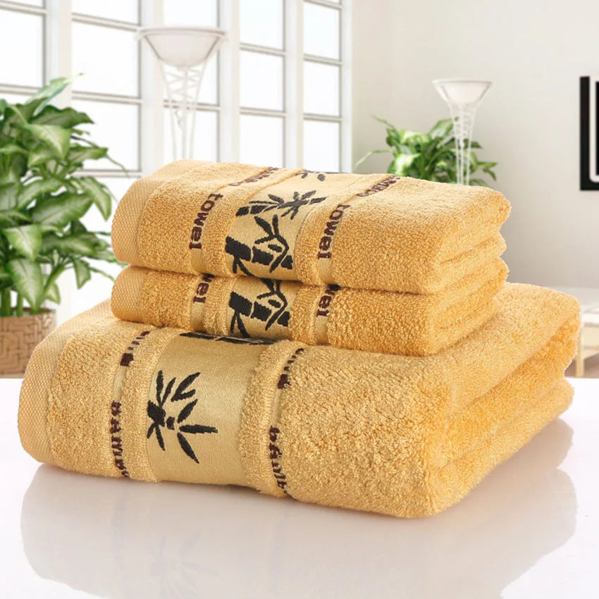 Bamboo Leaves Towel Set – Soft Bath, Face, Hand & Hair Towels for Home, Spa & Hotel Use