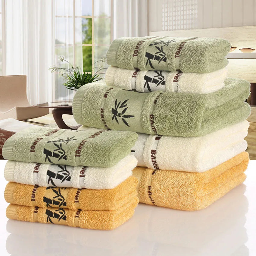 Bamboo Leaves Towel Set – Soft Bath, Face, Hand & Hair Towels for Home, Spa & Hotel Use