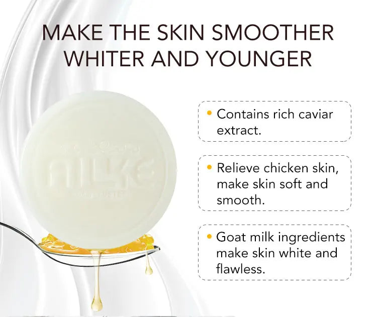 AILKE Whitening Goat Milk Bath Soap with Vitamin C & Caviar