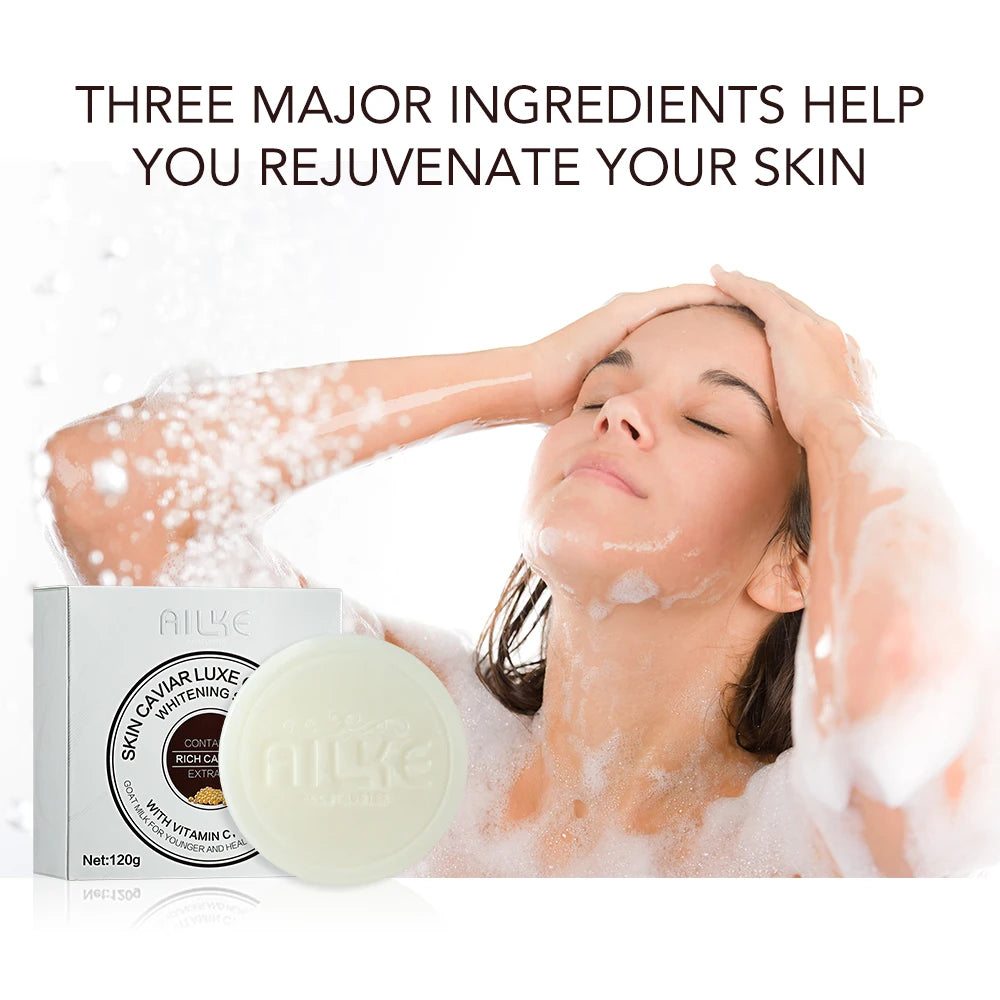 AILKE Whitening Goat Milk Bath Soap with Vitamin C & Caviar