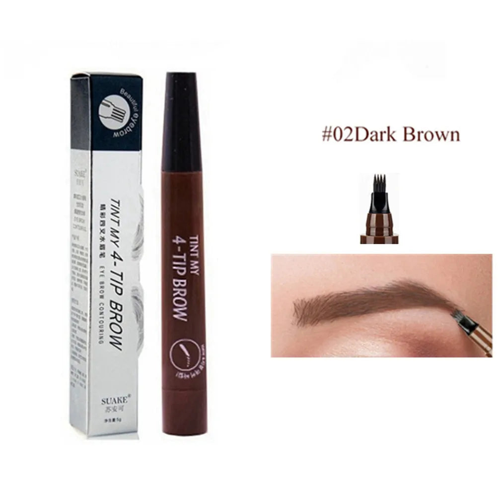 4D Microblading Eyebrow Pen – Long-Lasting Liquid Pencil with 4-Fork Tip for Fine Hair-Like Strokes