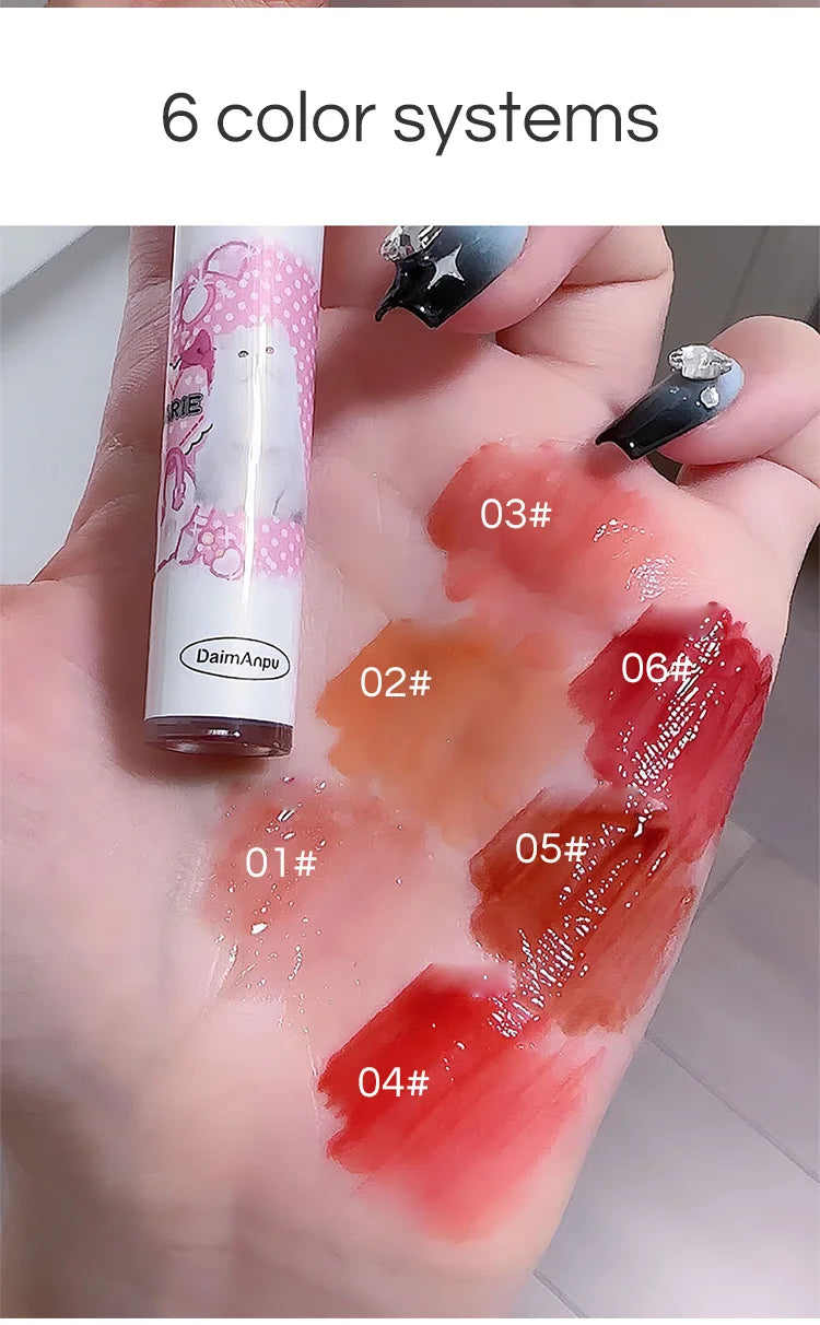 Cute Cat Mirror Lip Glaze Set – 6 Colors Hydrating Glossy Lip Stain