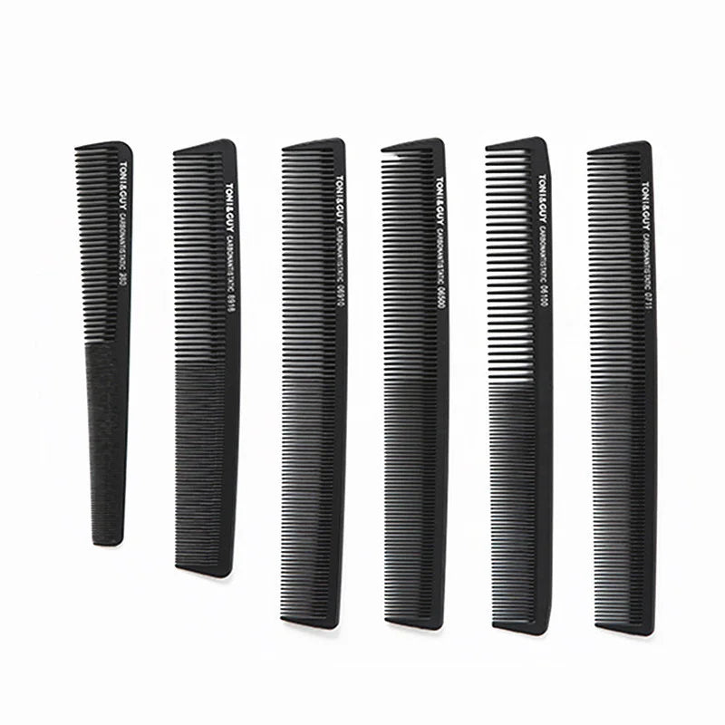 Black Ultra-Thin Hairdressing Comb – Flat Hair Cutting Comb for Men, 6 Styles for Professional Barber Use