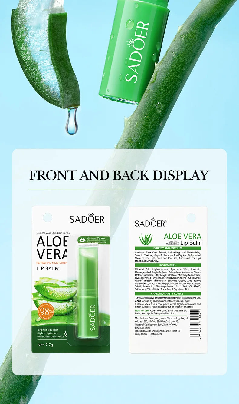 SADOER Aloe Lip Balm – Hydrating and Repairing Lip Care