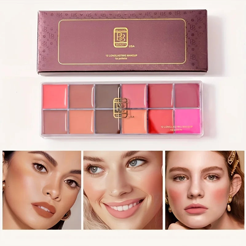 12-Color Moisturizing Lip Gloss Palette