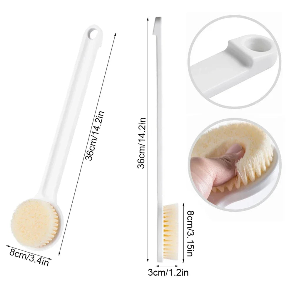 Long Handle Back Brush for Shower – Soft Bristle Body Exfoliating Bath Scrubber