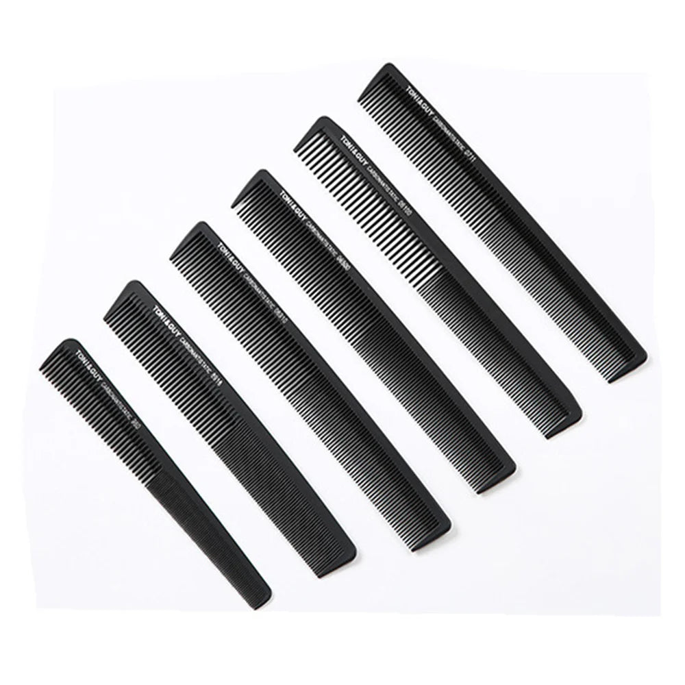 Black Ultra-Thin Hairdressing Comb – Flat Hair Cutting Comb for Men, 6 Styles for Professional Barber Use