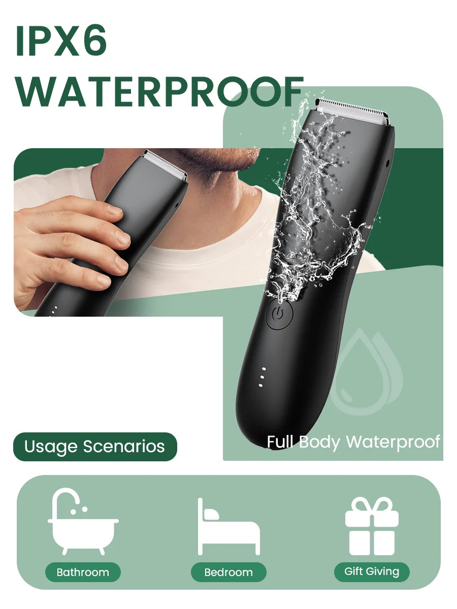 Men’s Waterproof Electric Groin & Body Shaver
