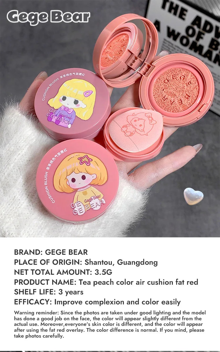 Gege Bear Cushion Blush – Blendable, Whitening & Long-Lasting