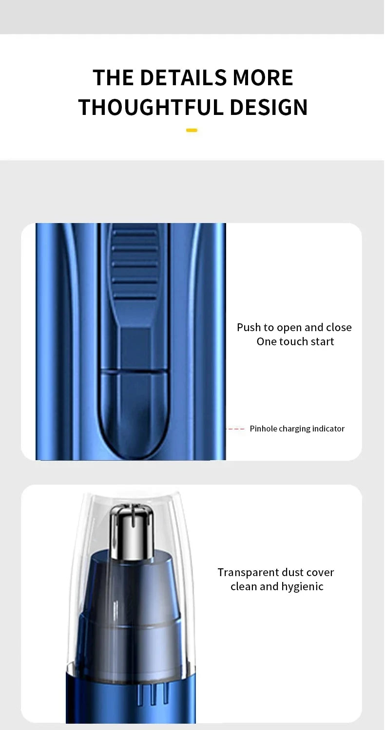 Powerful Electric Nose Hair Trimmer – High Torque Motor & Low Noise for Nose and Ear Hair Removal