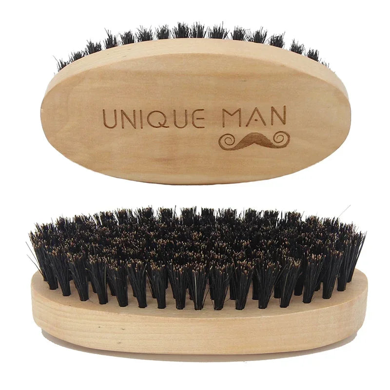 Wooden Beard & Hair Brush for Men – Natural Boar Bristle Grooming Comb