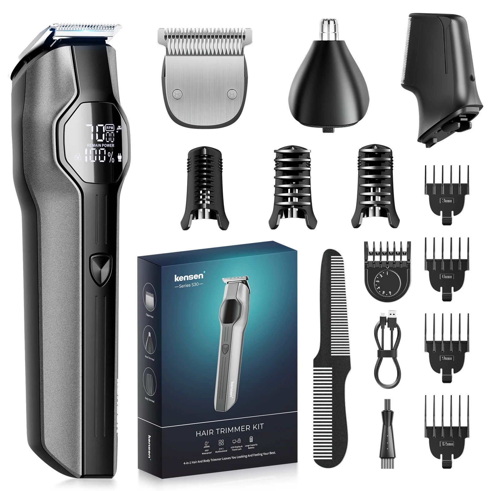 Kensen S30 4-in-1 Cordless Hair Clipper & Trimmer