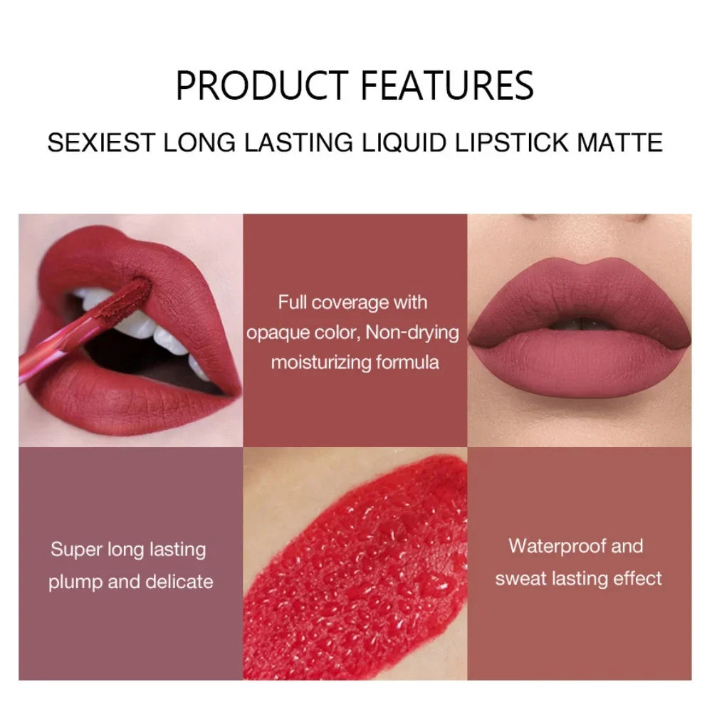 Velvet Matte Lip Gloss – Long-Lasting Waterproof Liquid Lipstick