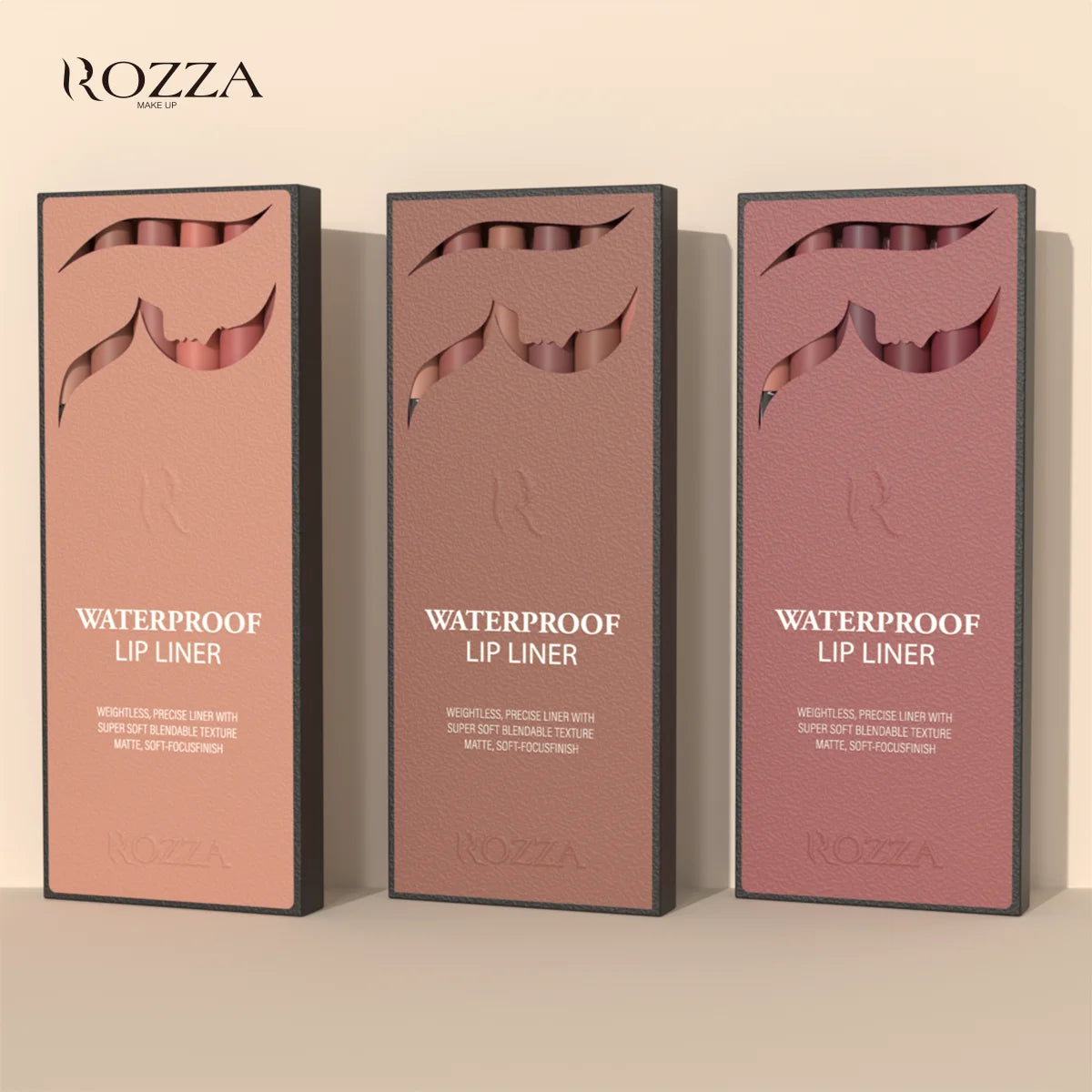 Rozza Waterproof Lip Liner Pencil Set – Matte, Soft & Blendable Precision Lip Liners