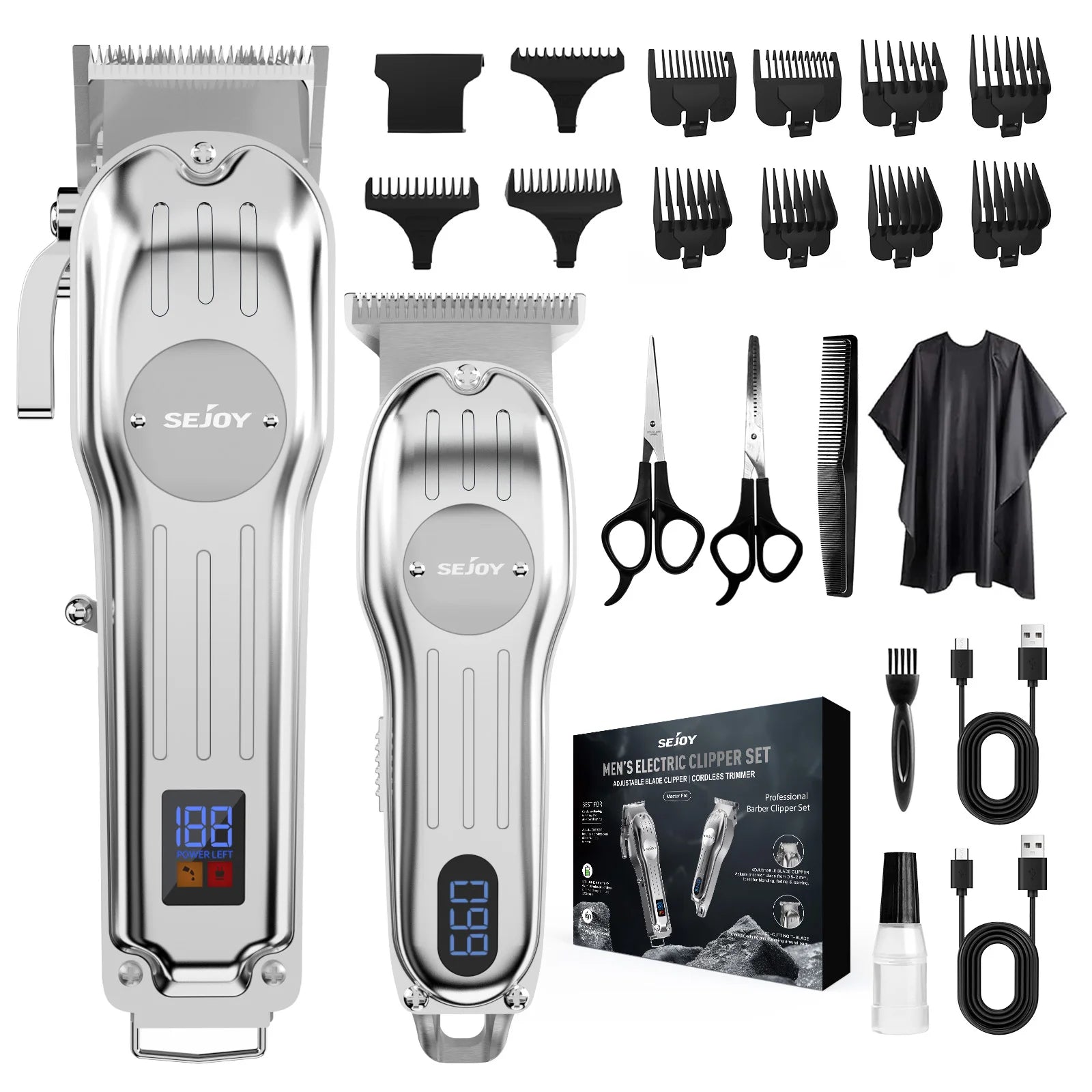 Sejoy Professional Cordless Hair Clipper & Trimmer Combo Kit for Men