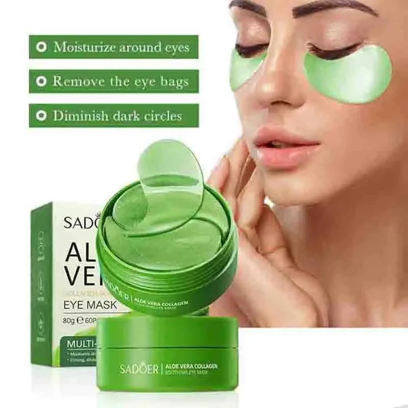 60pcs Aloe Vera Collagen Eye Masks – Anti-Dark Circle & Eye Bag Treatment Patches