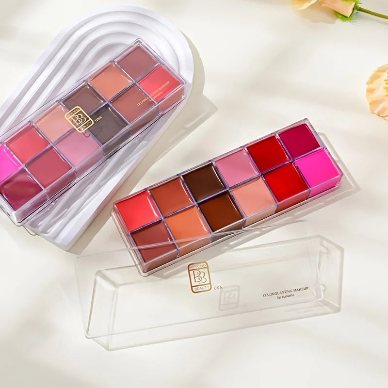 12-Color Moisturizing Lip Gloss Palette