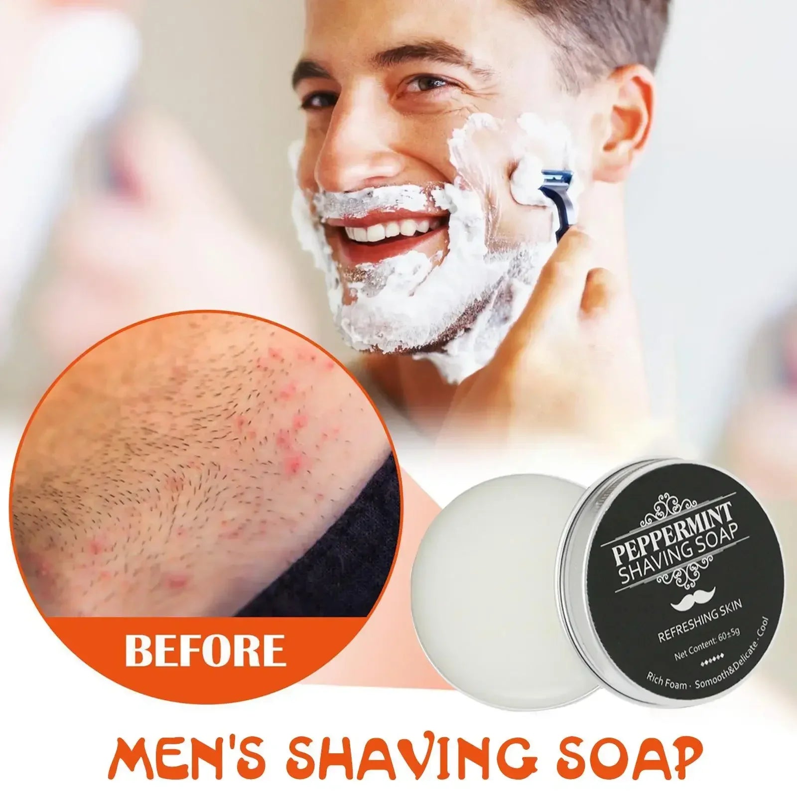 60g Handmade Organic Beard Shaving Soap