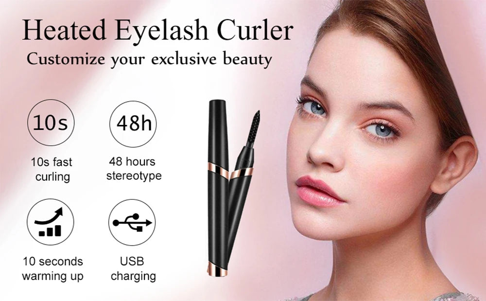 Heated Eyelash Curler – USB Rechargeable with 3 Adjustable Heating Modes