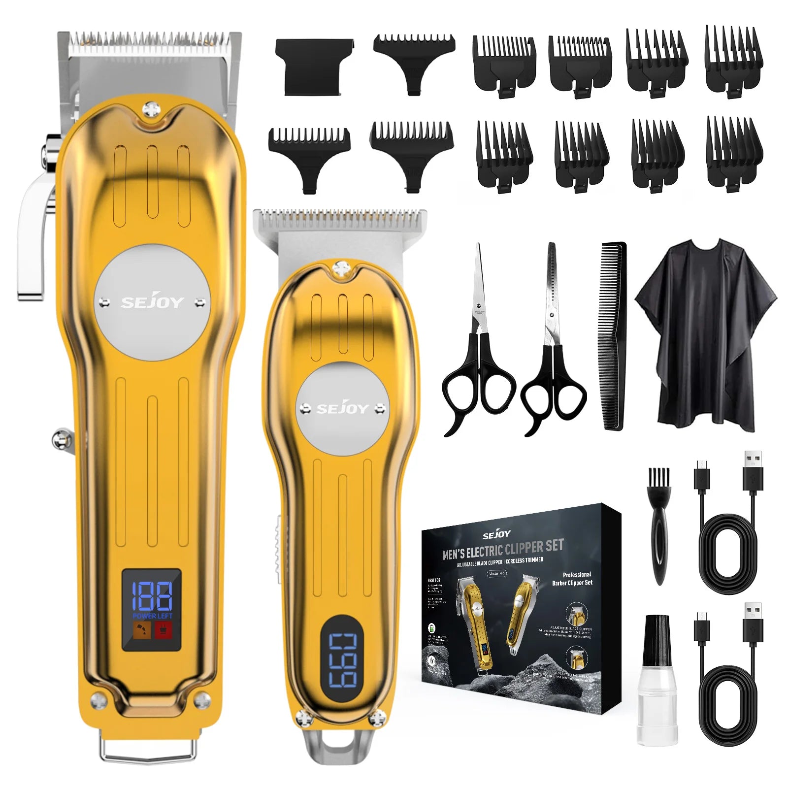 Sejoy Professional Cordless Hair Clipper & Trimmer Combo Kit for Men
