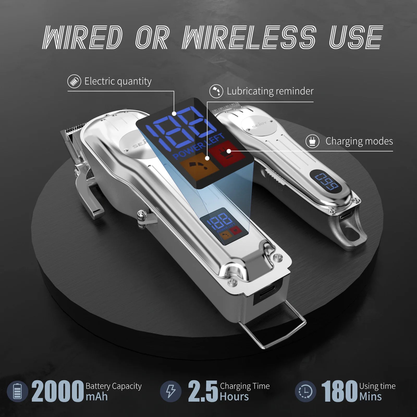 Sejoy Professional Cordless Hair Clipper & Trimmer Combo Kit for Men