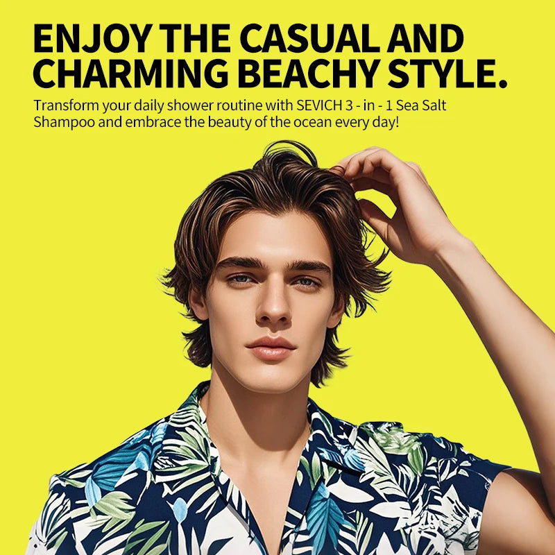 3-in-1 Sea Salt Shampoo – Anti-Dandruff, Oil Control & Moisturizing Scalp Treatment for Men