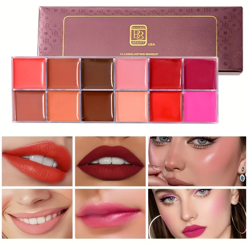 12-Color Moisturizing Lip Gloss Palette