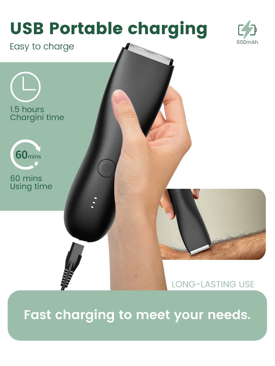 Men’s Waterproof Electric Groin & Body Shaver