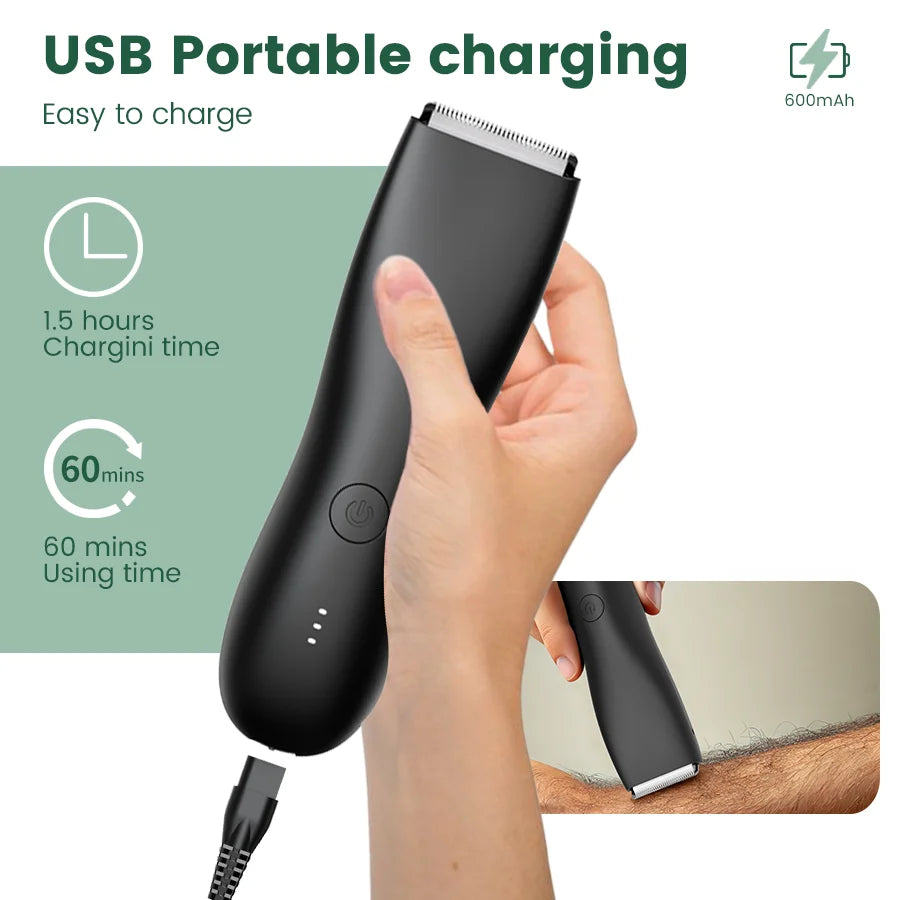 Men’s Waterproof Electric Groin & Body Shaver