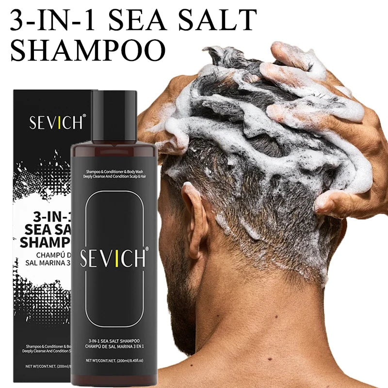 3-in-1 Sea Salt Shampoo – Anti-Dandruff, Oil Control & Moisturizing Scalp Treatment for Men