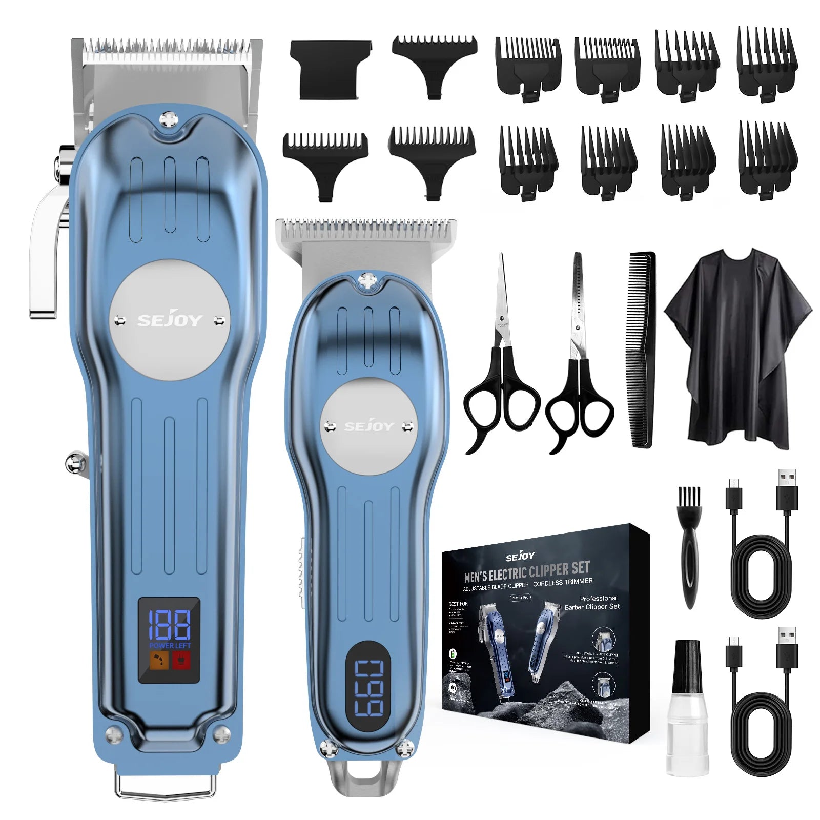 Sejoy Professional Cordless Hair Clipper & Trimmer Combo Kit for Men