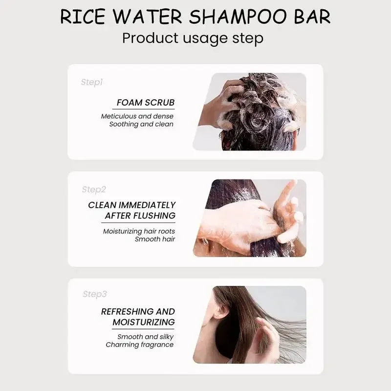 Organic Rice Shampoo Bar – Nourishing Hair Growth and Anti-Loss Care
