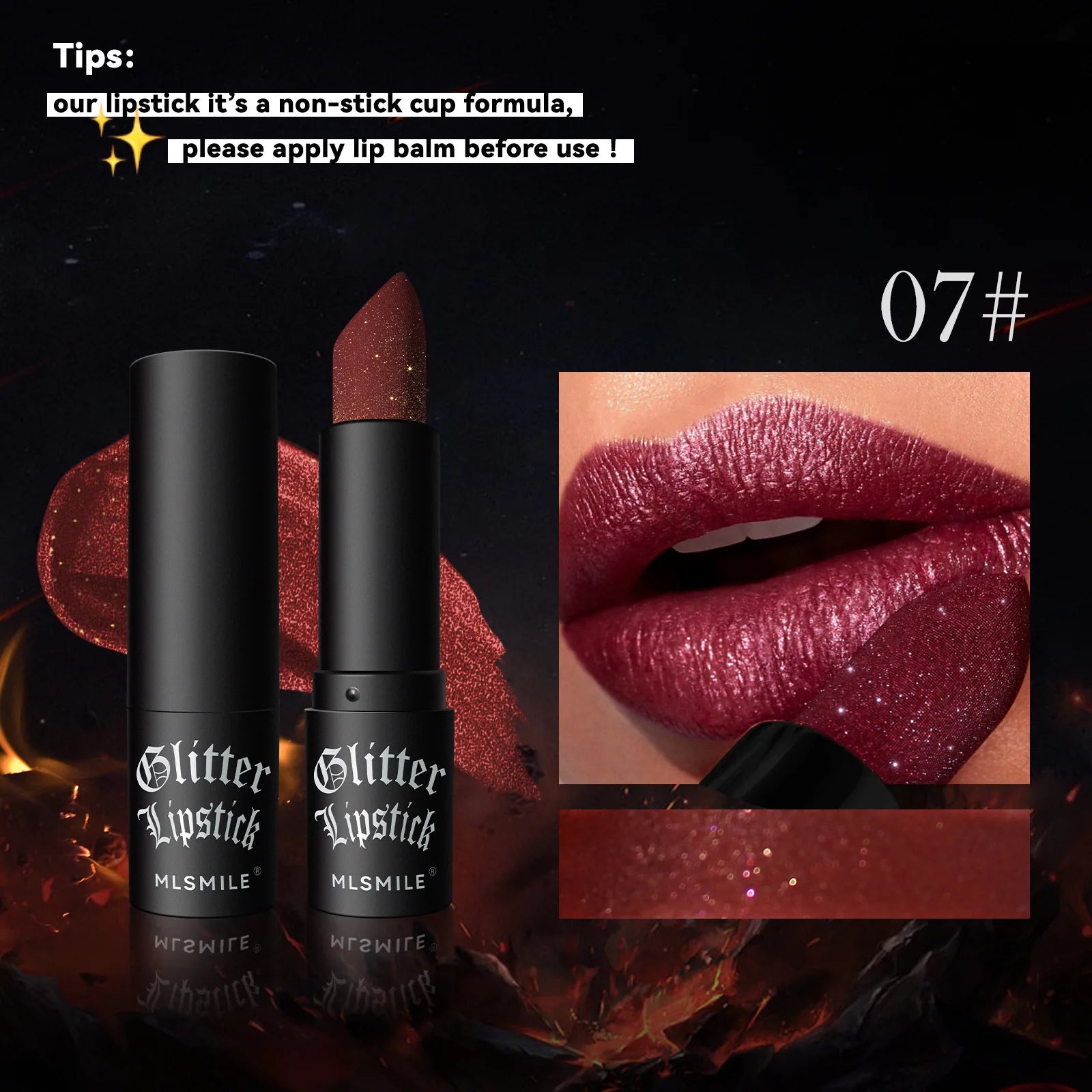 7-Color Glitter Waterproof Metallic Lipstick