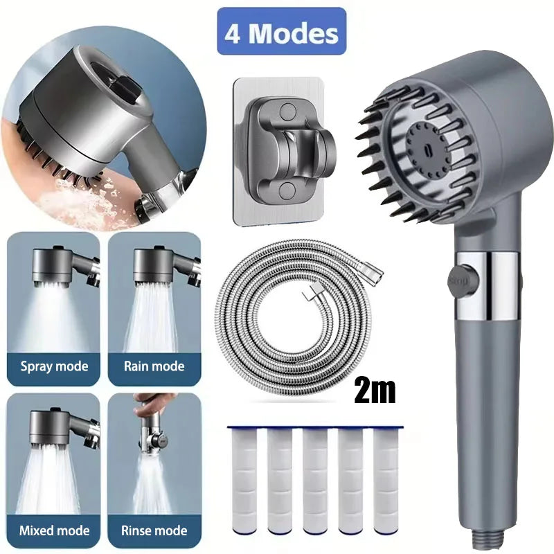 4 Modes Shower Filter Head – High Pressure Massage Handheld Showerhead for Bathroom