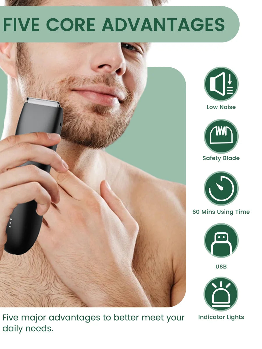 Men’s Waterproof Electric Groin & Body Shaver