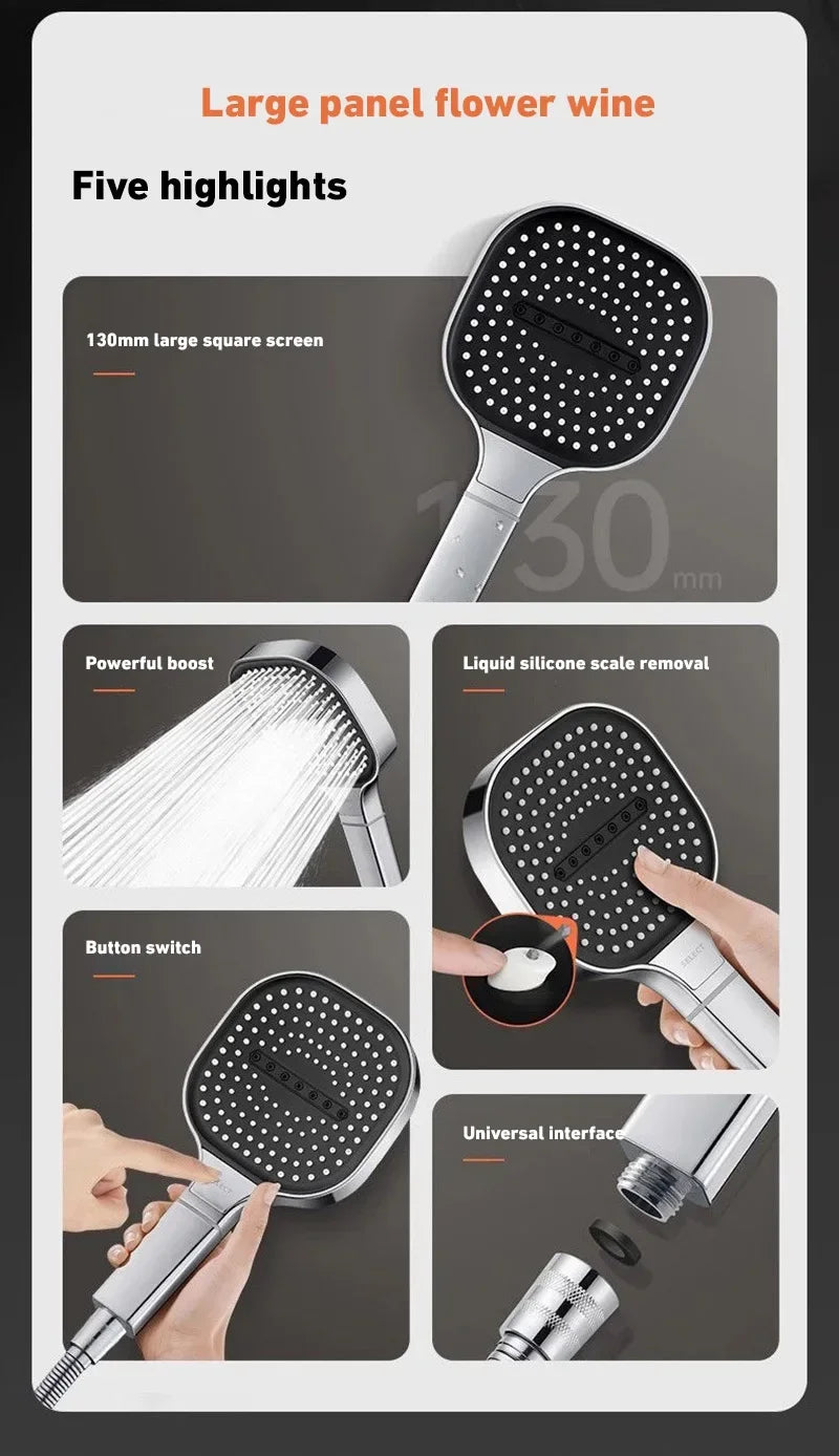 Xiaomi 13cm Large Panel Shower Head – 3 Modes Adjustable High Pressure with Filter