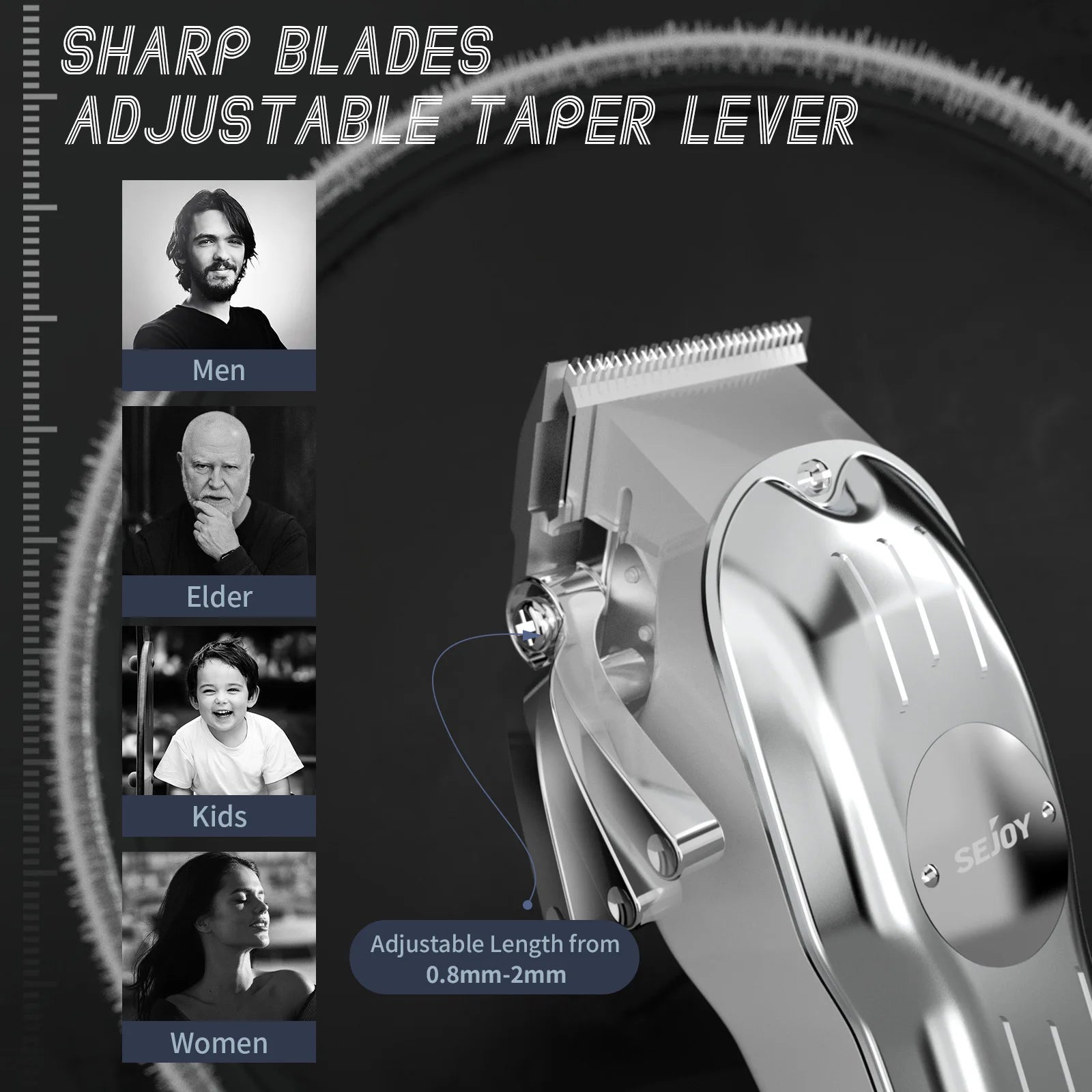 Sejoy Professional Cordless Hair Clipper & Trimmer Combo Kit for Men