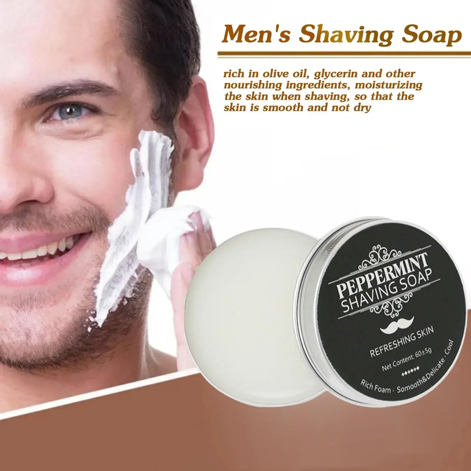 60g Handmade Organic Beard Shaving Soap