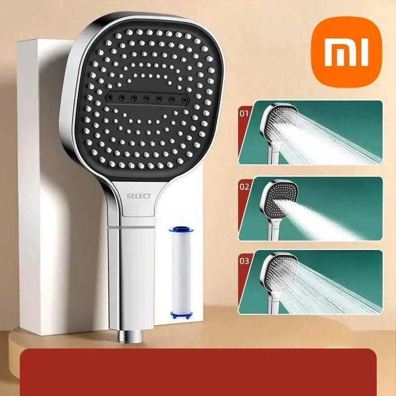 Xiaomi 13cm Large Panel Shower Head – 3 Modes Adjustable High Pressure with Filter