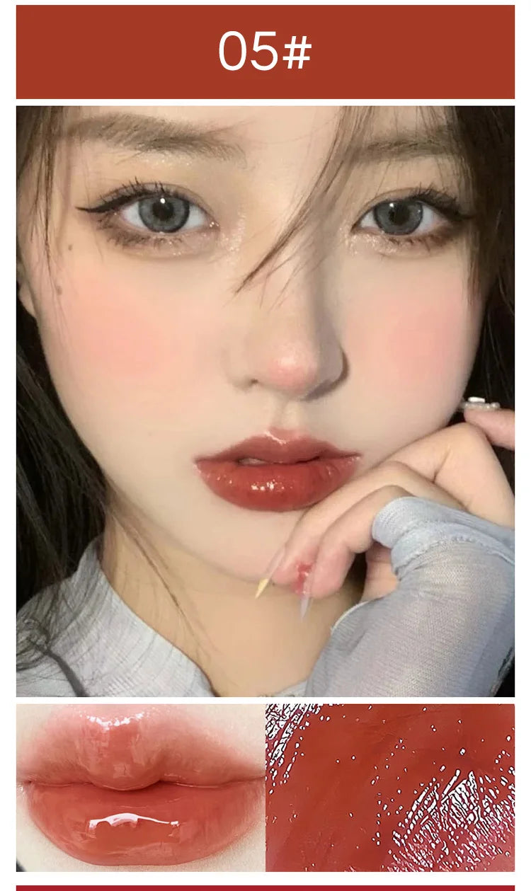 Cute Cat Mirror Lip Glaze Set – 6 Colors Hydrating Glossy Lip Stain