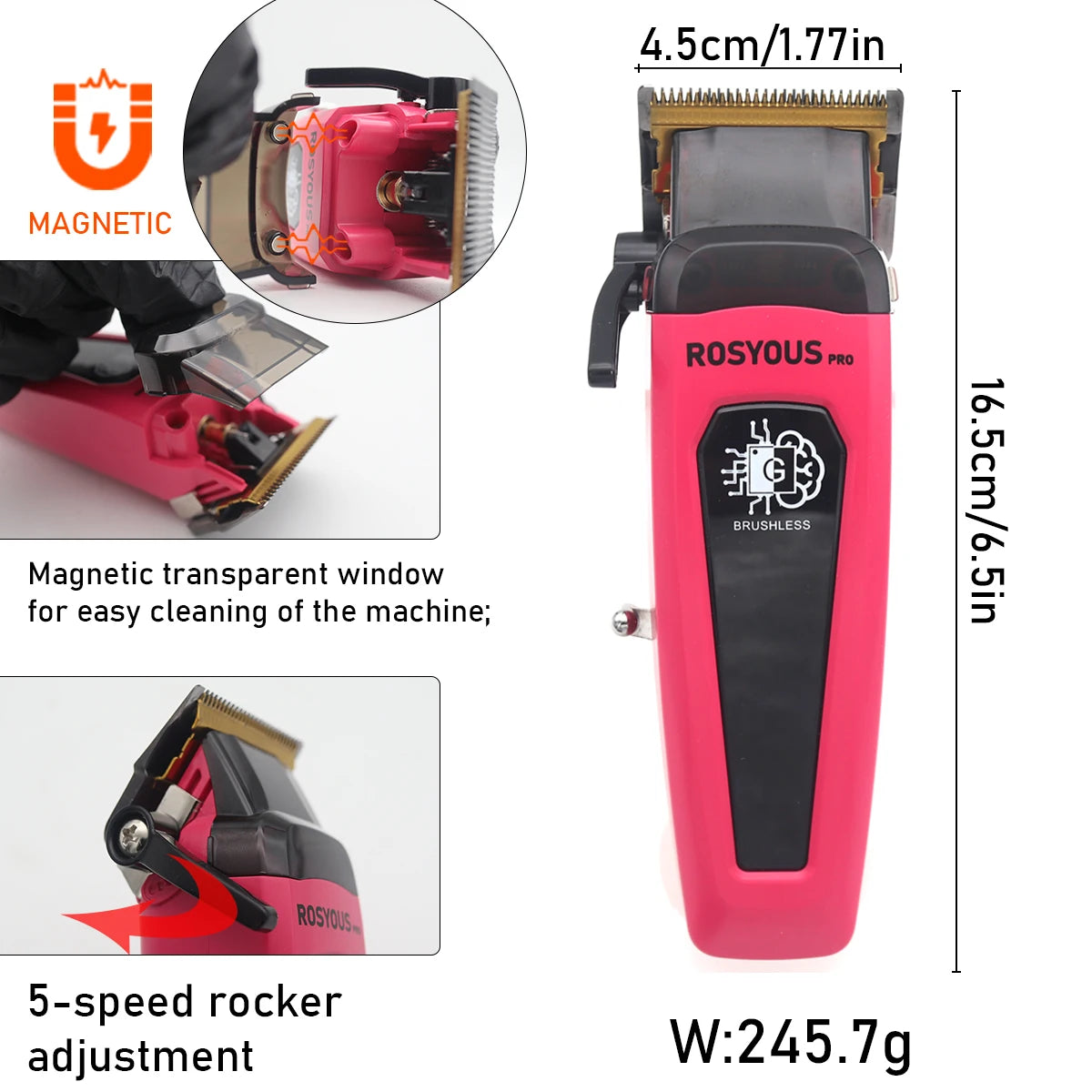 Professional Hair Clipper with Brushless Motor & DLC Blade